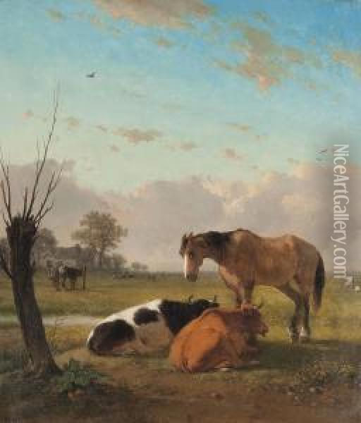 Farm Friends Oil Painting - Jozef Jodocus Moerenhout