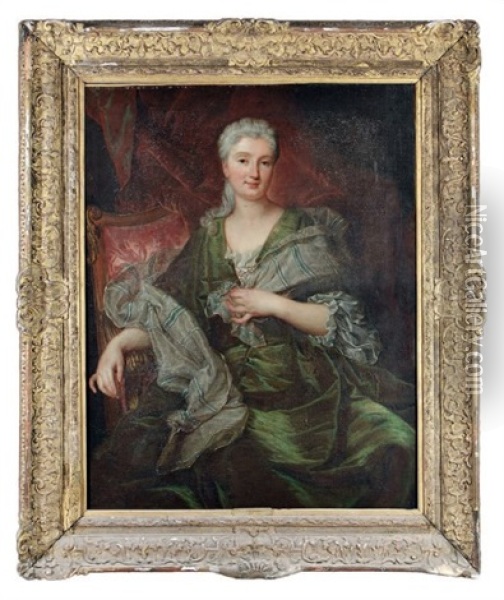 Portrait Presume De Marie Aupoys, Femme D'antoine Marc, Seigneur De Lignerolles Oil Painting - Hyacinthe Rigaud