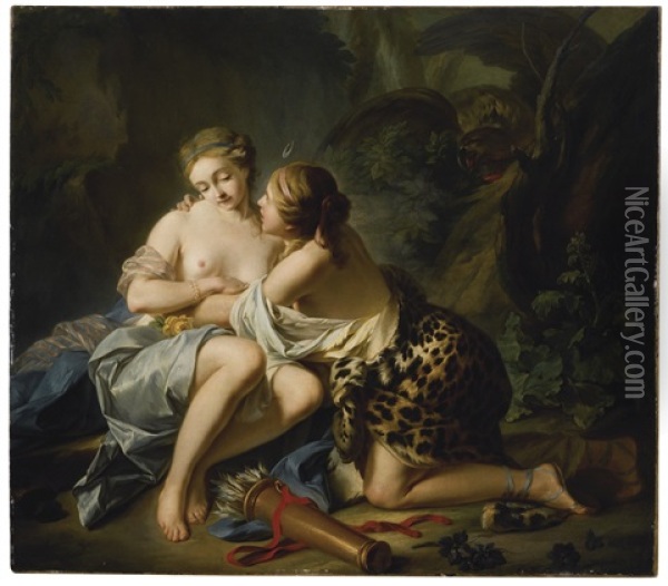 Jupiter, In The Guise Of Diana, And Callisto Oil Painting - Jean-Simon Berthelemy