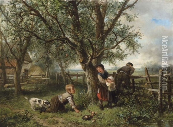 Children Playing Oil Painting - Johannes Marius ten Kate