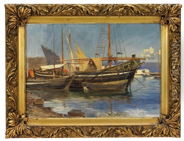 Fischerboote Vor Anker Oil Painting - Ludwig Hans Fischer