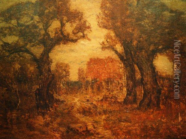 Wooded Path In Autumn Oil Painting - Henry Golden Dearth