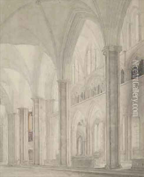 Salisbury Cathedral, Looking South East Oil Painting - John Buckler