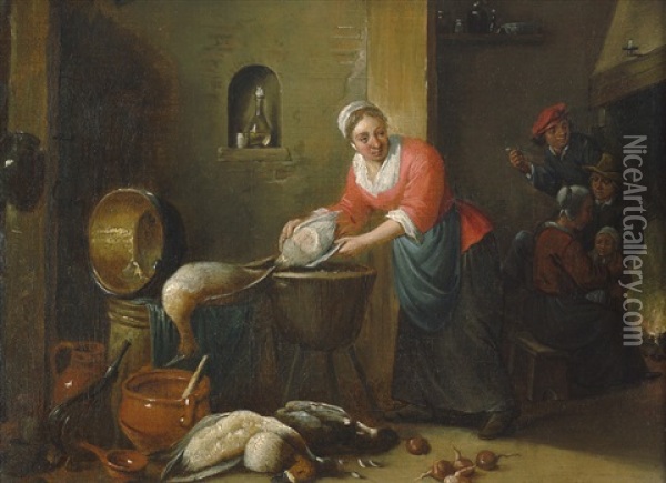 Kucheninterieur Mit Einer Magd, Die Das Geflugel Rupft Oil Painting - Thomas Van Apshoven