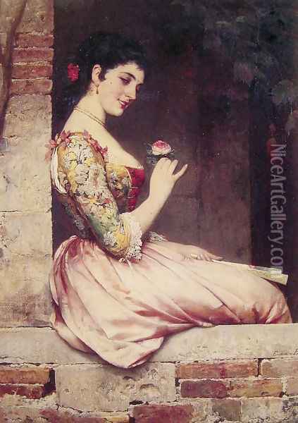 The Rose Oil Painting - Eugene de Blaas