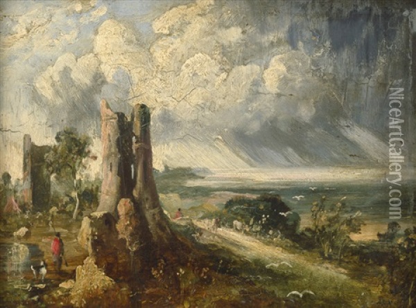 Hadleigh Castle Bei Aufziehendem Gewitter Oil Painting - John Constable