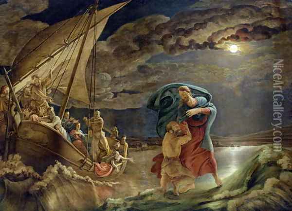 Peter Walks on Water, 1806 Oil Painting - Philipp Otto Runge
