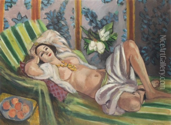 Odalisque Couchee Aux Magnolias Oil Painting - Henri Matisse