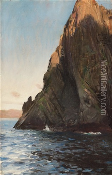 Nordkap I Midnattssol (north Cape In Midnight Sun) Oil Painting - Anders Zorn