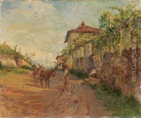 Sul Sentiero Oil Painting - Giovanni Battista Carpanetto