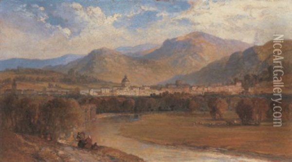 A View Of Lake Como, Italy Oil Painting - Arthur Joseph Meadows