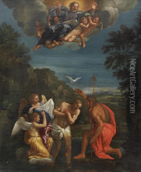 The Baptism Of Christ Oil Painting - Francesco Albani