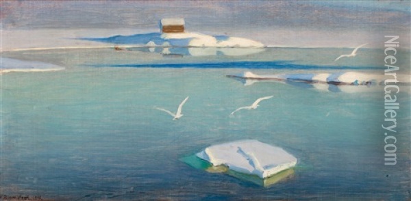 Winter Day Oil Painting - Vaeinoe Alfred Blomstedt