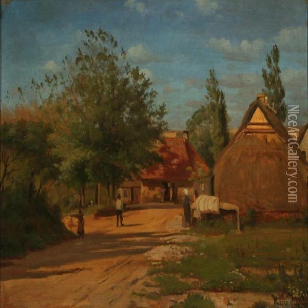 Gade I En Jydsk Landsby Oil Painting - Hans Ludvig Smidth