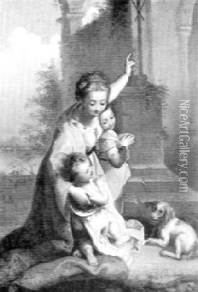 Mother With Two Children Oil Painting - Federico Barocci