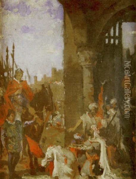 Escena De La Conquista De Granada Oil Painting - Emilio Sanchez-Perrier