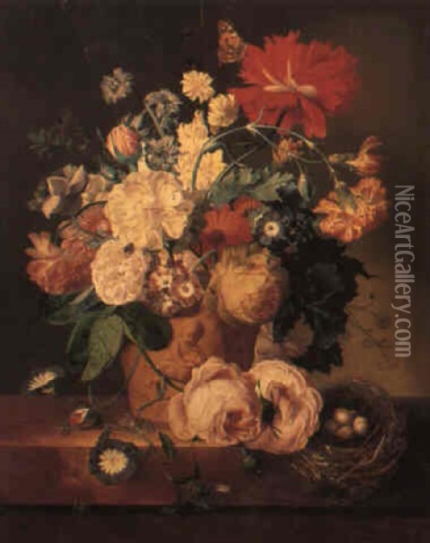 Blomsterstilleben Oil Painting - Jan Van Huysum