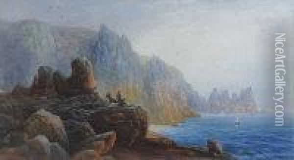 Picnic On The Rocks Oil Painting - Thomas Hart