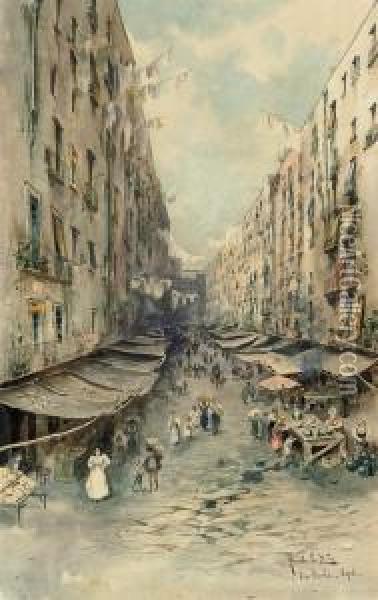 Via Porto, Naples Oil Painting - Arnaldo Delisio