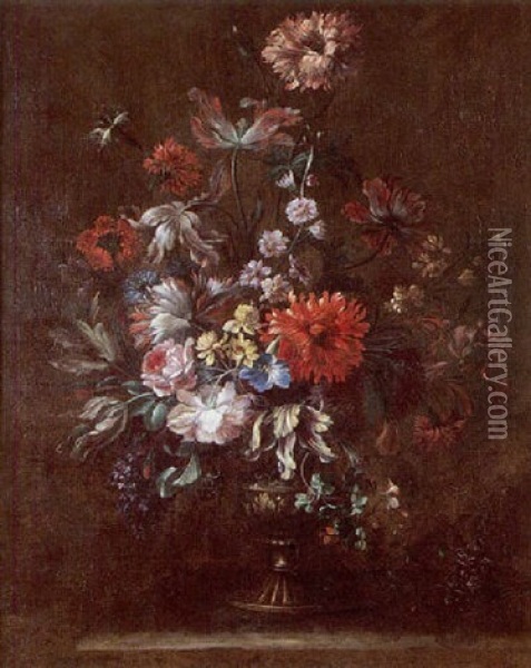 Nature Morte Au Vase De Fleurs Oil Painting - Jean-Baptiste Monnoyer