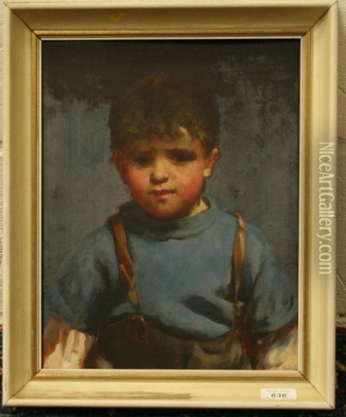 Portrait Of A Young Fisher Boy Oil Painting - Herbert E. Butler