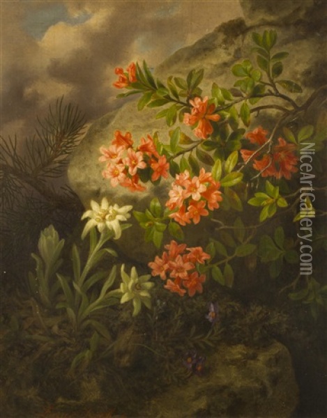 Alpenblumen Oil Painting - Josef Lauer