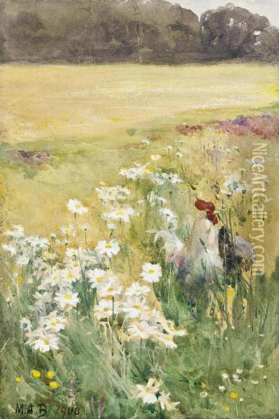 A Cockerel And Hen In A Cluster Of Marguerites Oil Painting - Mildred Anne Butler