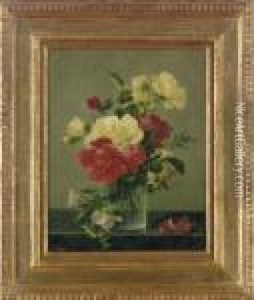 Bouquet Of Roses Oil Painting - Andre Perrachon