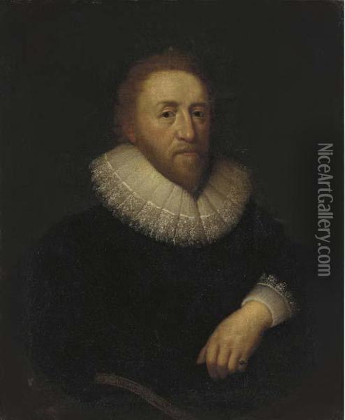 Portrait Of Sir Robert Bruce Cotton Bart Oil Painting - Cornelius Jonson