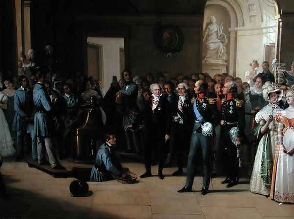 Tsar Alexander I 1777-1825 visiting the Paris Hotel de La Monnaie on 25th May 1814, 1844 2 Oil Painting - Edouard Pingret