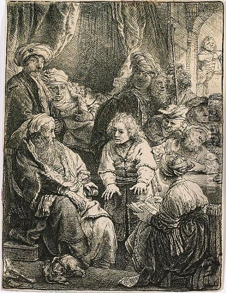 Joseph Telling His Dreams (bartsch 37) Oil Painting - Rembrandt Van Rijn