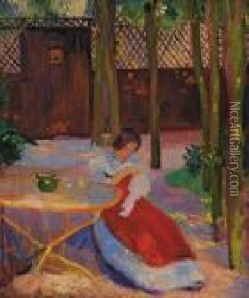 Femme Dans Un Jardin Oil Painting - Hippolyte Petitjean