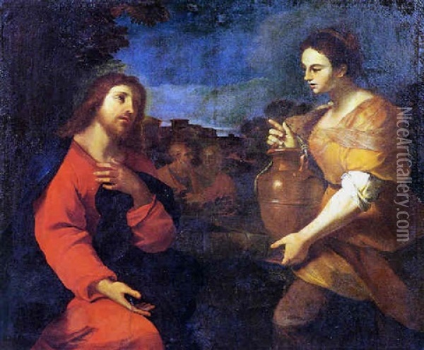 Cristo E La Samaritana Oil Painting - Francesco Giovanni Gessi