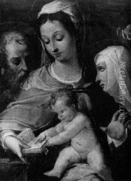 La Ste. Famille Et Ste. Catherine De Sienne Oil Painting - Ventura Salimbeni