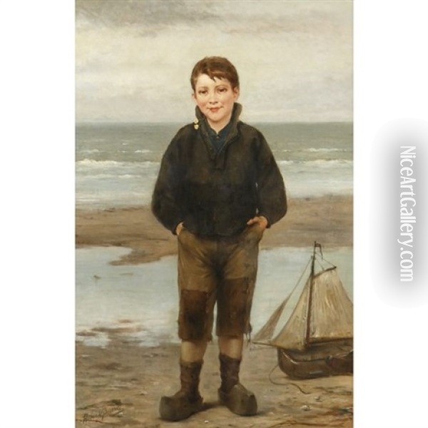 The Young Fisherman Oil Painting - Henri Jacques Bource