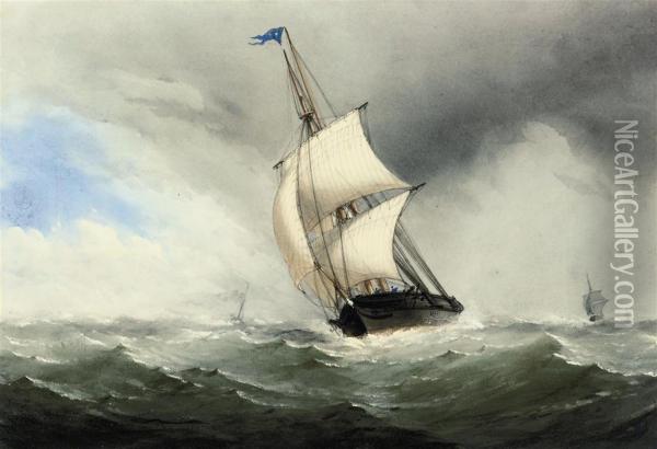 A Trading Brig In A Stiff Breeze Oil Painting - Taylor Charles