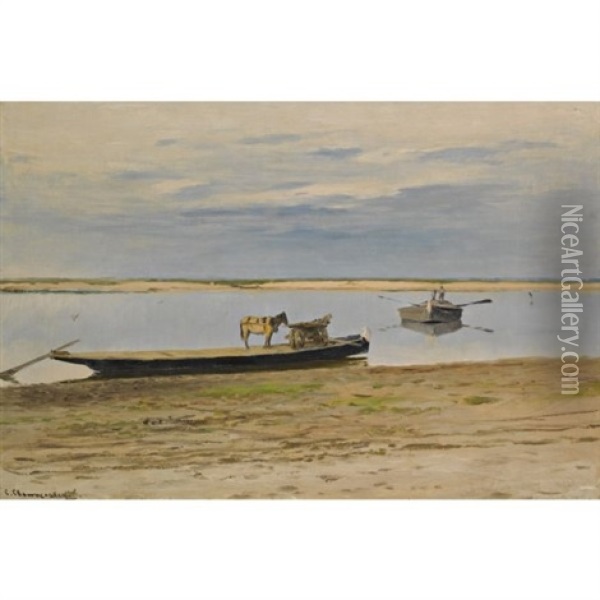 View Of The Dniepr Oil Painting - Sergei Ivanovich Svetoslavsky