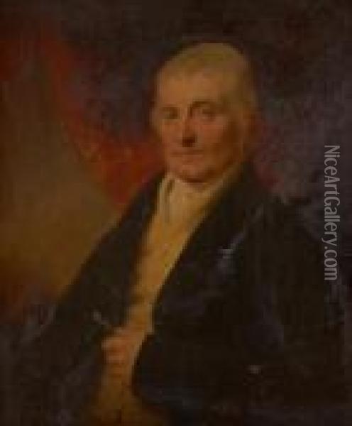 Half Length Portrait Of A Gentleman In Ayellow Waistcoat Oil Painting - Sir Henry Raeburn