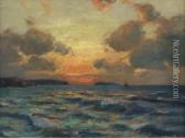 The Coast At Dusk Oil Painting - Julius Olsson