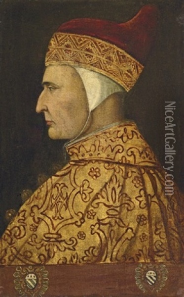 Portrait Of Doge Cristoforo Moro Oil Painting - Gentile Bellini