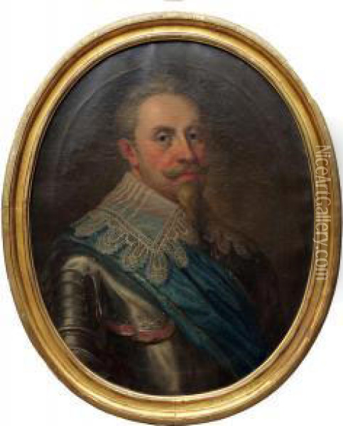 Portratt Forestallande Gustav Ii Adolf Oil Painting - Jakob Hoefnagel