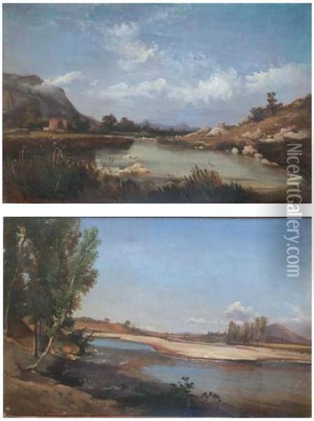 A) Acqua Stagnante - B)fiume Calore Oil Painting - Achille Carrillo