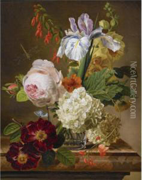 A Bouquet Of Flowers In A Vase Oil Painting - Christiaan van Pol
