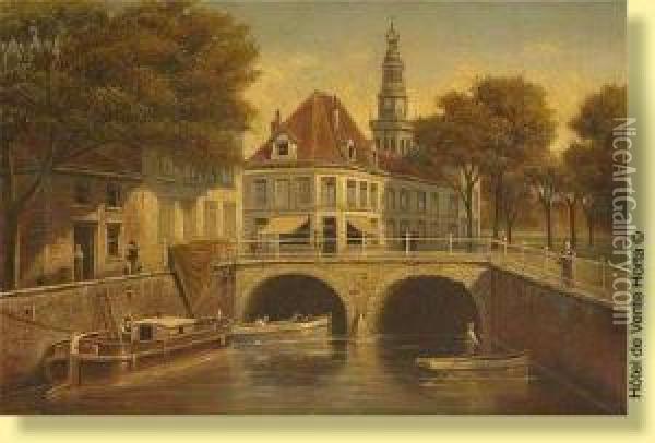 Vue A Alkmaar Oil Painting - Victor Carabain