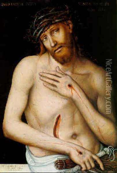 Christ As The Man Of Sorrows Oil Painting - Lucas Cranach the Younger