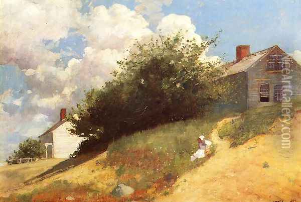 Houses on a Hill Oil Painting - Winslow Homer