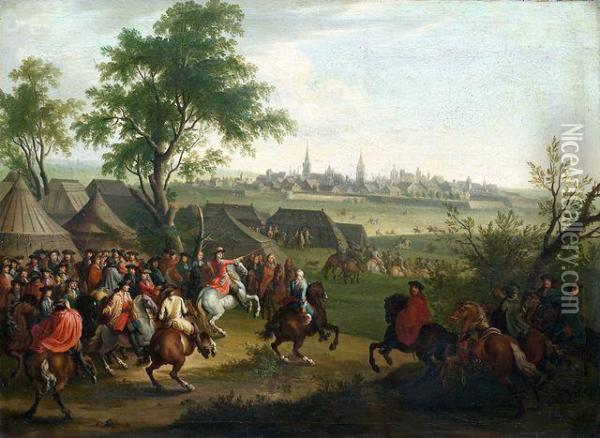 Belagerung Einer Stadt Mit Ausruckendem Feldherr Oil Painting - Jan von Huchtenburgh