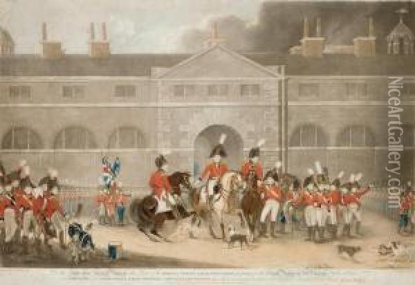 The Prince Of Wales's Loyal Volunteers, Preparing For The Grand Review By His Majesty Oil Painting - William Say
