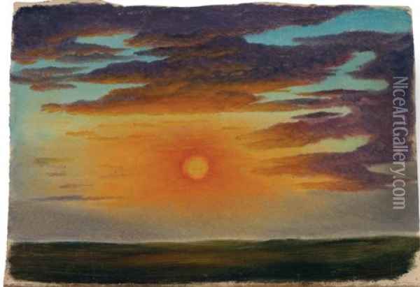 Sunset Oil Painting - William Jacob Hays the Elder