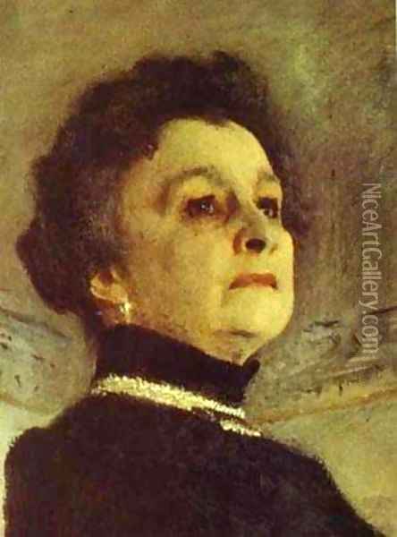Portrait Of The Actress Maria Yermolova Detail 1905 Oil Painting - Valentin Aleksandrovich Serov